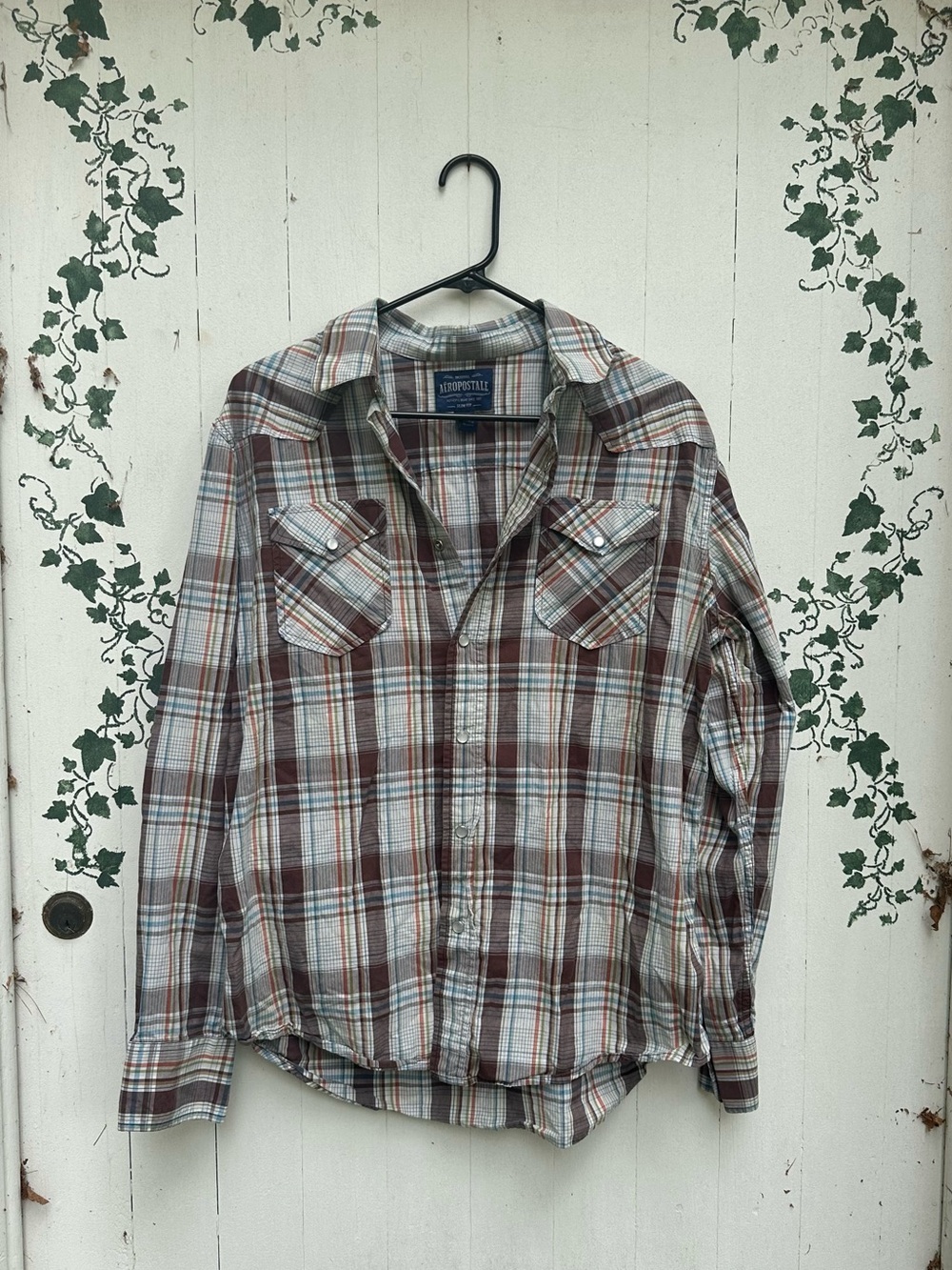 Vintage Y2K Aeropostale 70’s Colors Plaid Button-Up Style Shirt 100% Cotton
